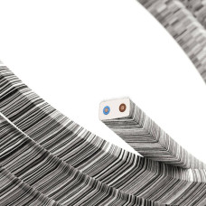 Πλακέ καλώδιο γιρλάντα ριγέ λευκό-μαύρο  - Γκρι