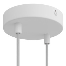 Ροζέτα Φωτιστικού Μεταλλική πλακέ με 2 τρύπες και στηρίγματα καλωδίου, λευκό ΜΑΤ, O120