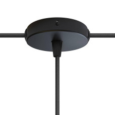 Mini Ροζέτα Φωτιστικού Μεταλλική με 1 τρύπα στο κέντρο + 2 τρύπες στο πλάι, μαύρη, διάμετρος 83mm