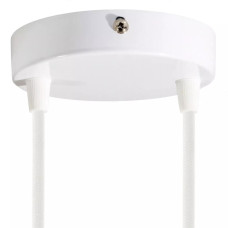 Ροζέτα Φωτιστικού Μεταλλική πλακέ με 2 τρύπες και κωνικά στηρίγματα καλωδίου, λευκή γυαλιστερή