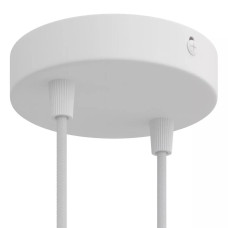 Ροζέτα Φωτιστικού Μεταλλική πλακέ με 2 τρύπες και κωνικά στηρίγματα καλωδίου, λευκό ματ.