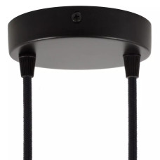 Ροζέτα Φωτιστικού Μεταλλική πλακέ με 2 τρύπες και κωνικά στηρίγματα καλωδίου, μαύρο