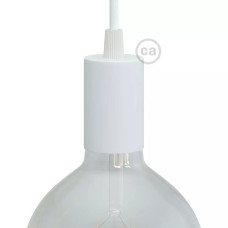 Ντουί Μεταλλικό Πλακέ E27, με κωνικό στήριγμα καλωδίου, λευκό ματ