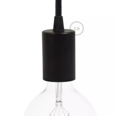 Ντουί Μεταλλικό Πλακέ E27, με κωνικό στήριγμα καλωδίου, μαύρο