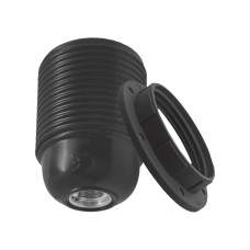 Ντουί βακελίτη Ε27 με σπείρωμα και 2 ροδέλες μαύρο (ΣΕΤ)