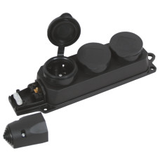 Πολύπριζο 3 θέσεων IP44 μαύρο